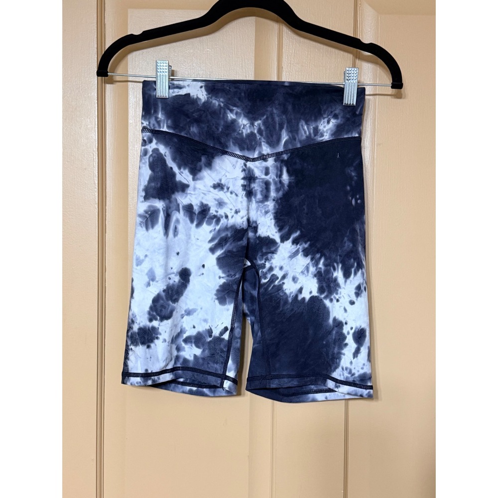 Balance Athletica Tie Dye Biker Shorts Navy White High Waist Small
